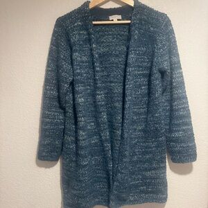 LOFT Blue Fuzzy Cardigan Sweater